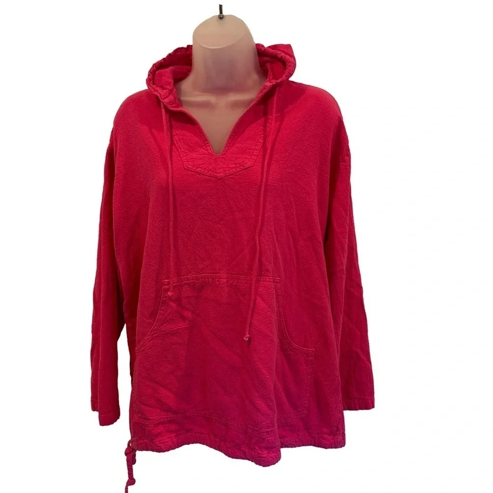 Soft Surroundings Hot Pink Hooded Pullover - Picture 1 of 5